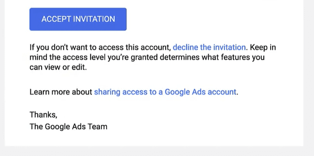 Google Nonprofit Ad Grant - Step 9 - Accept invitation from Google Ads 
