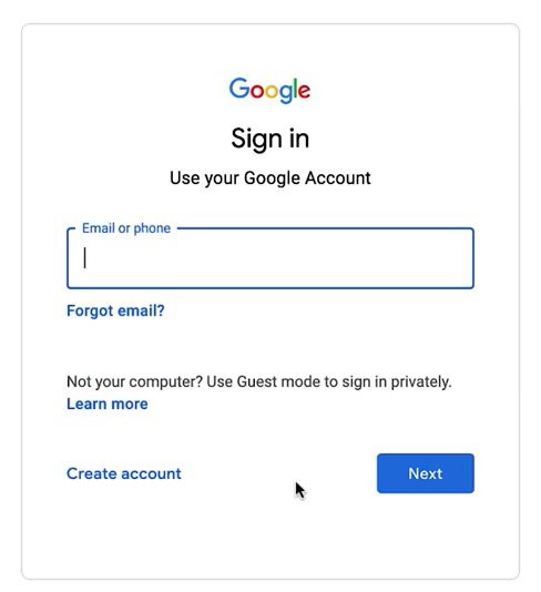 Google NP Account - Step 1 - Sign in