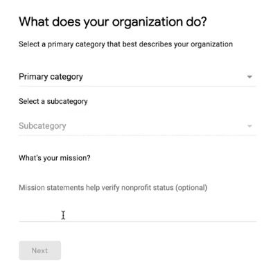 Google NonProfit Account - Step 10 - Goals of your organization