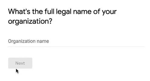 Google NonProfit Account - Step 7 - Organization Name