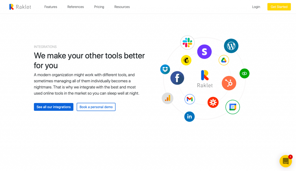 Raklet offers thousands of integrations through Zapier