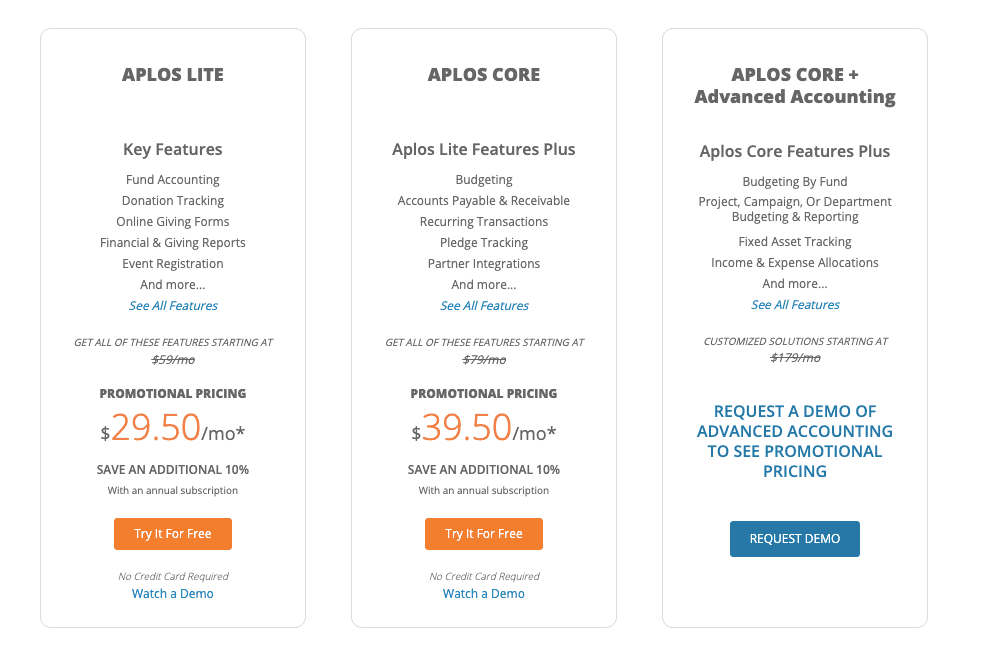 aplos pricing