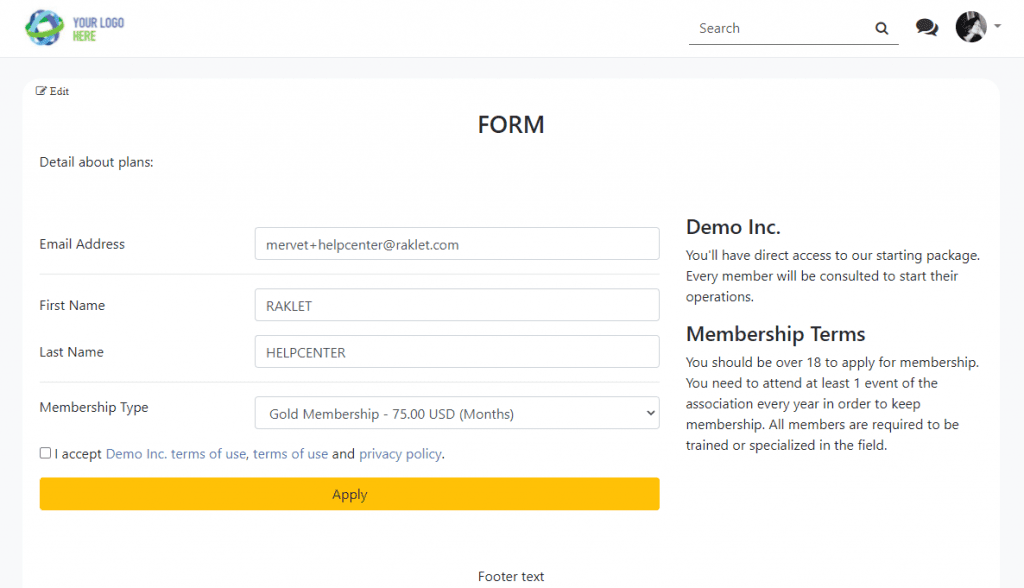 application form