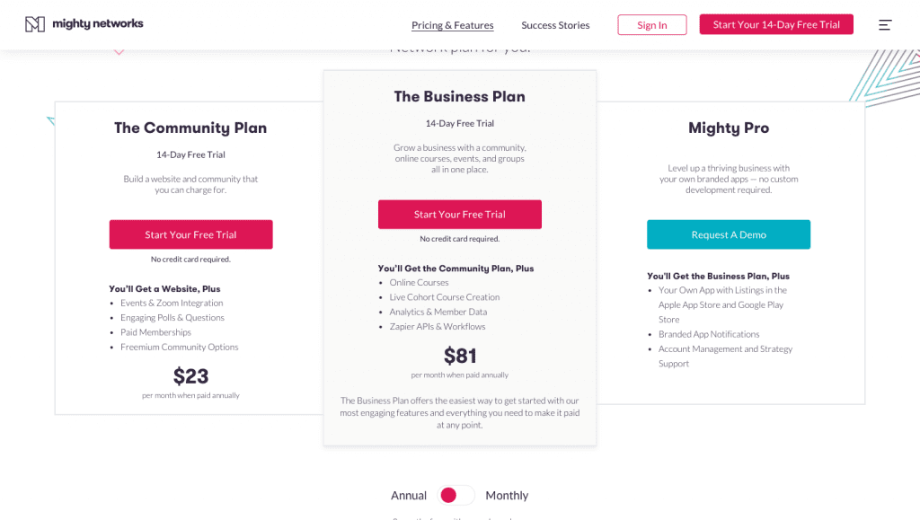 mighty networks pricing