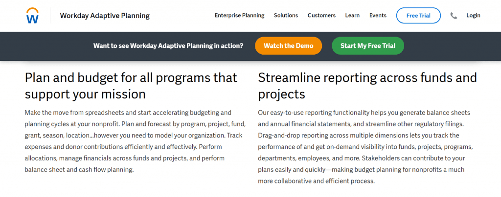 Adaptive Planning was created with nonprofit organizations in mind.