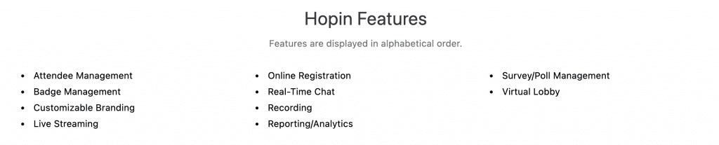 Hopin features