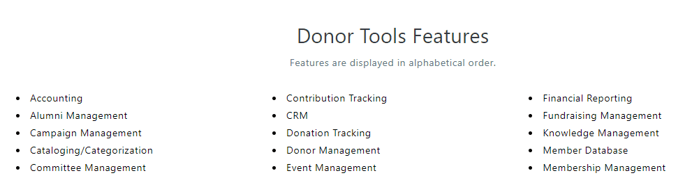 Donor Tools Features