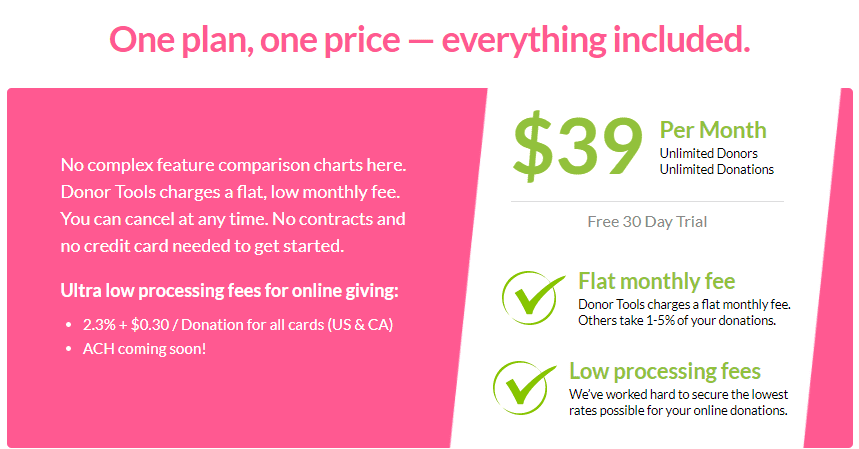 Donor Tools Pricing