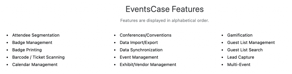eventscase features
