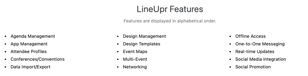 lineupr features