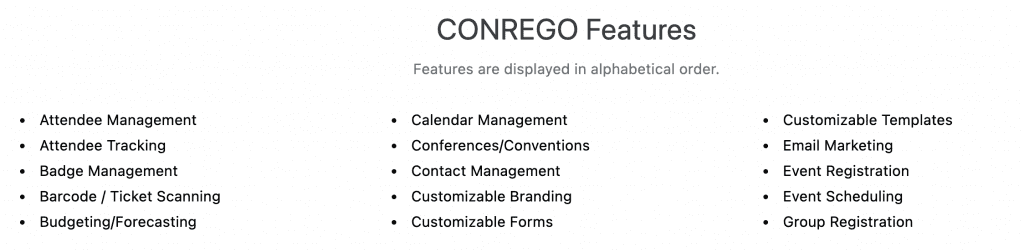 conrego features