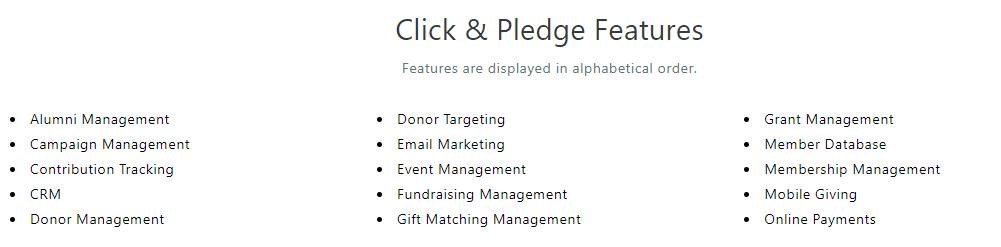 click and pledge features