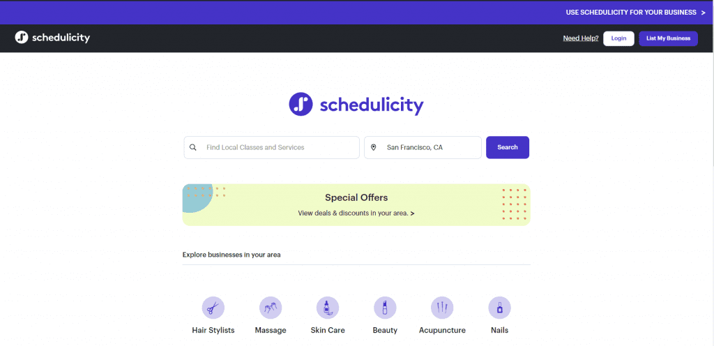 schedulicity main page
