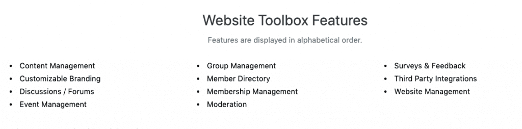 Website Toolbox Features