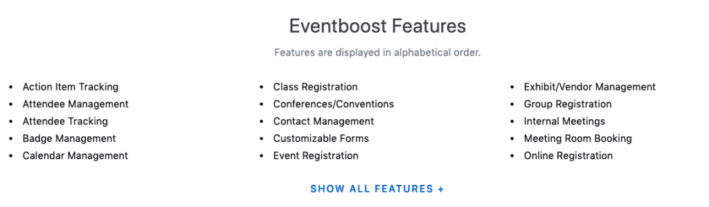 Eventboost Features