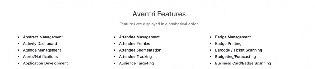 aventri features