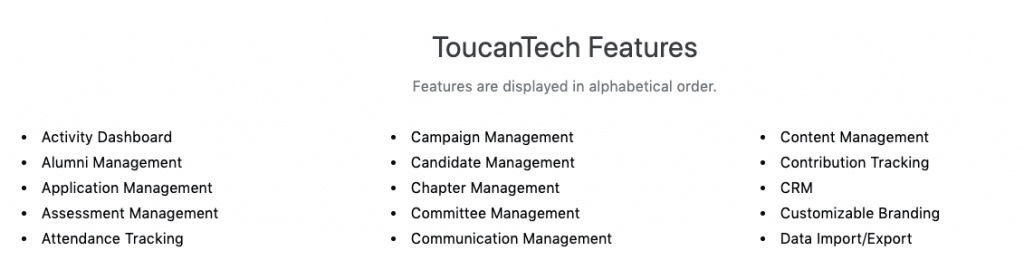 ToucanTech Features