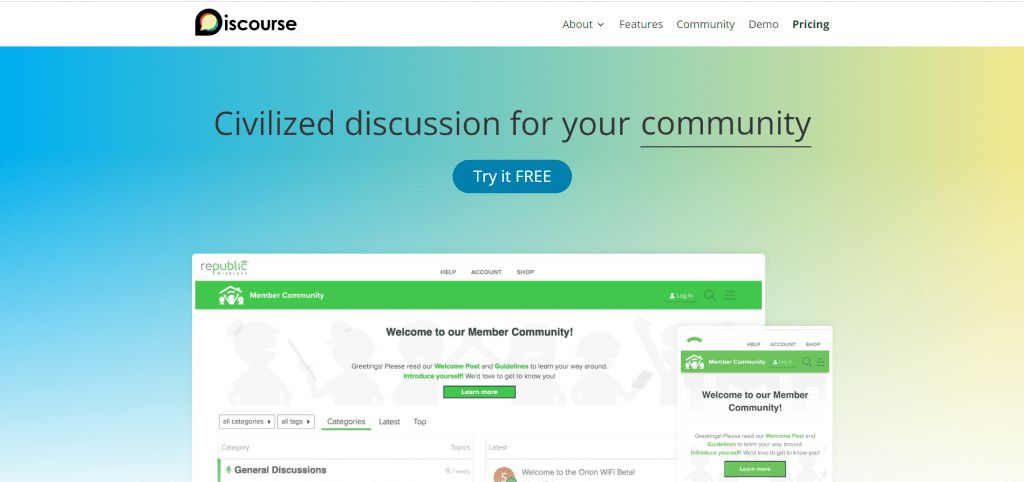 discourse main page