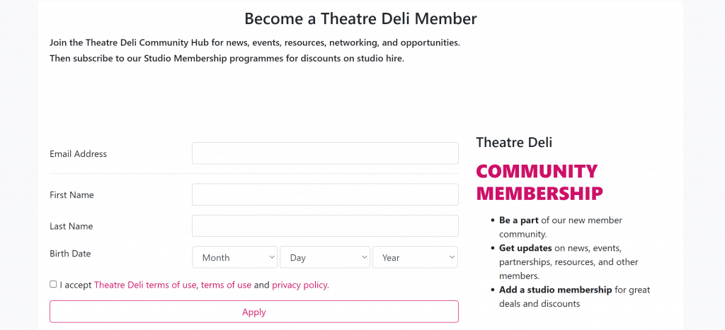 theatre deli membership 