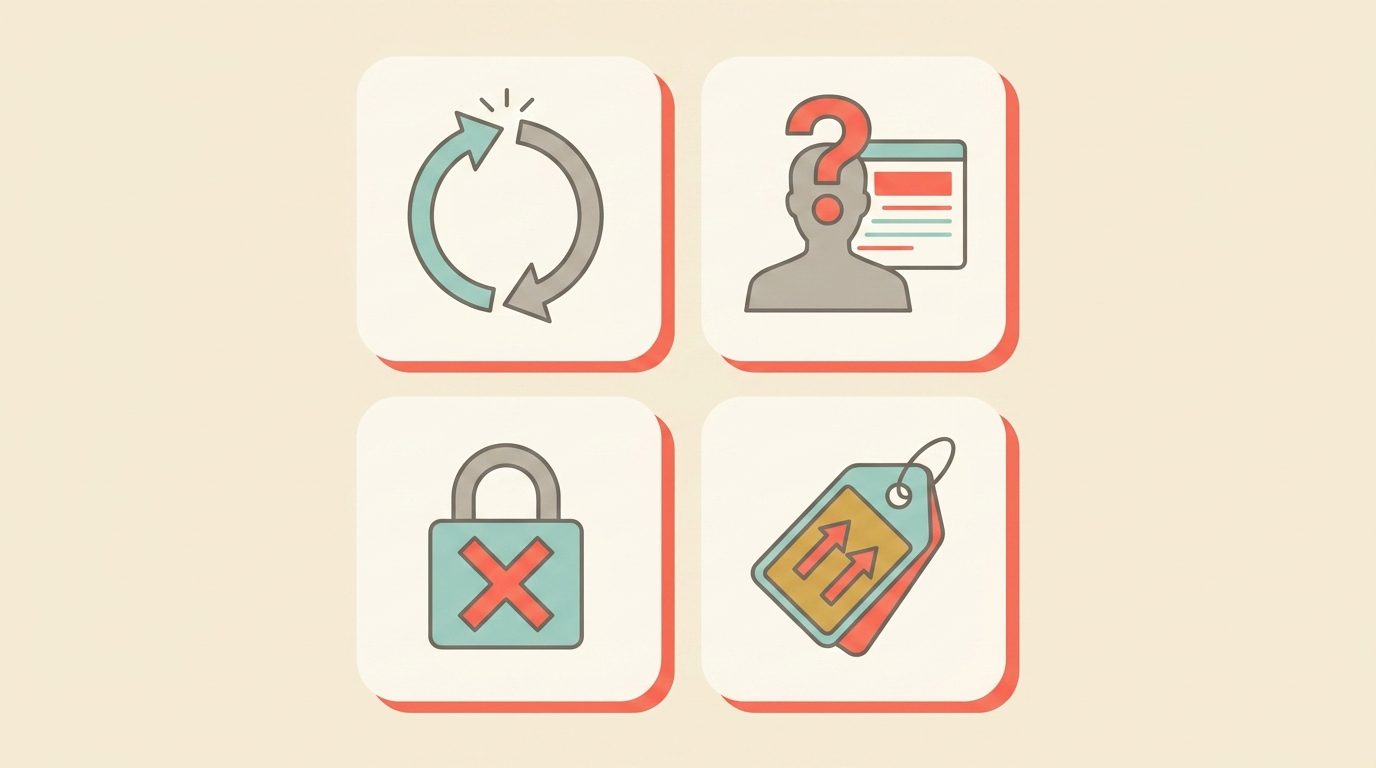 4 warning signs to end a vendor demo: no renewal failure workflow, confusing portal, missing data import, upsell pricing