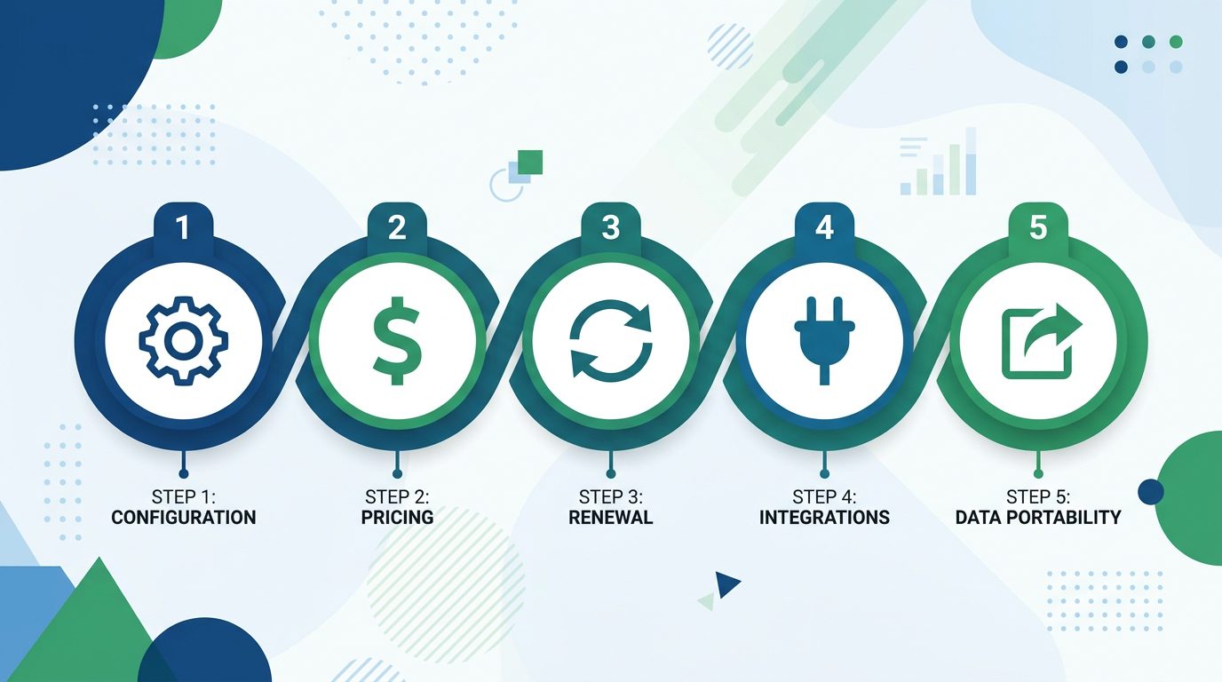 Five-step AMS vendor evaluation framework: membership model fit, total cost, renewal automation, integrations, and data portability