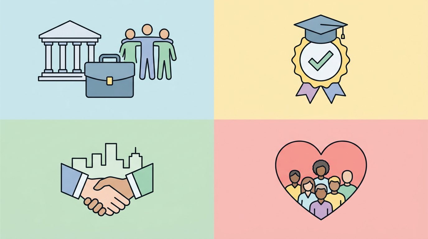 Four organization types that benefit from AMS software: trade associations, professional certification bodies, chambers of commerce, and nonprofits