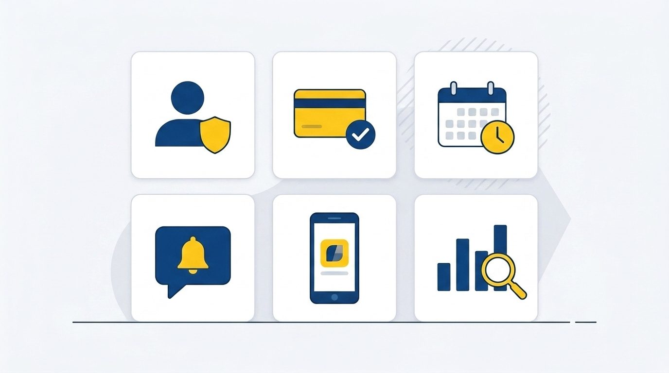 Seven must-have feature categories for club management software: member database, dues and payments, event management, communications, analytics, mobile app, and integrations