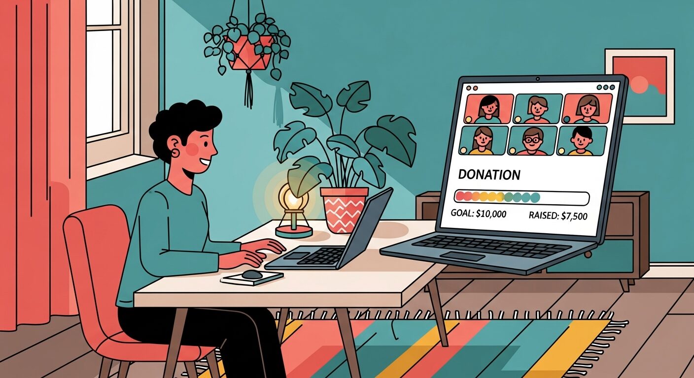 Virtual nonprofit fundraising event with livestream and online donors